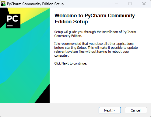 PyCharm installer screen 1